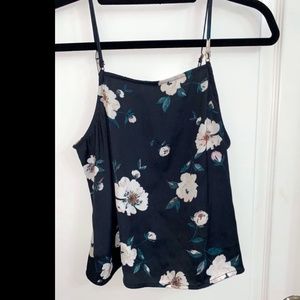Floral Tank Top | Navy & Cream | Never Worn